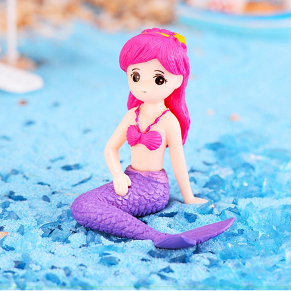 Mermaid Ornament Cartoon DIY Decor Miniature Lovely Water Scope Crafts Fish Tank Sculpture Adorable Aquarium Doll for Household