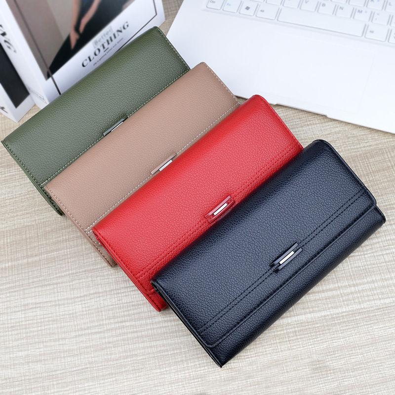 Fashion Long Wallets Soft Leather Tri-fold Card Holder Purses for Women Ladies Handbags GZW