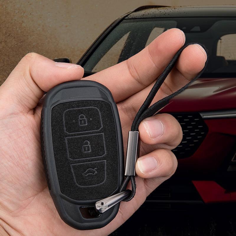 4-Button Smart Key Case: Modern Protective Cover with Key Chain
