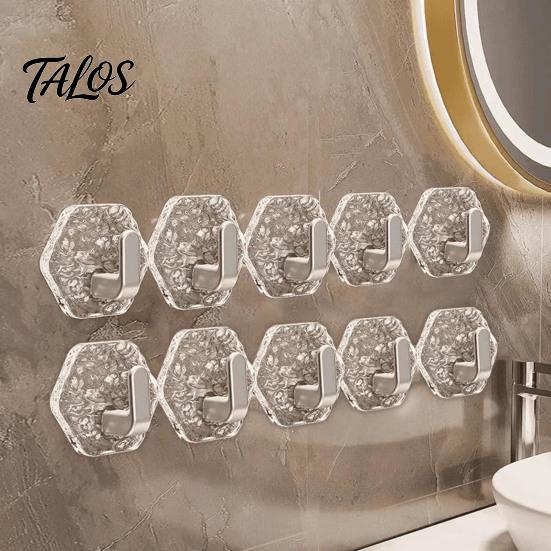 Bathroom Towel Hooks Hexagonal Self Adhesive Hooks, Water Ripple Pattern Design, Waterproof No Heavy Duty Wall Drilling Mounted for Towels Keys