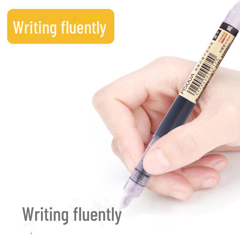 Snow White P1500A Quick-Dry 0.5mm Liquid Ballpoint Pen - 6 Color Set, Transparent Barrel, Ideal for Exams
