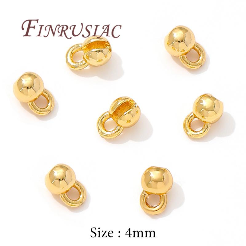 Crimp Beads For Jewelry 18K Gold Plated Crimps Cover Findings For DIY Bracelets Accessories Bead Tip Ball Chain Connectors