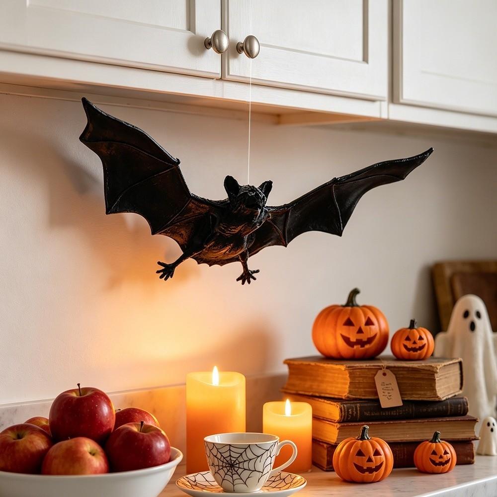Gothic Style Bat Decorative Hanging Pendant PVC Flying Bat Wind Chime Garden Porch