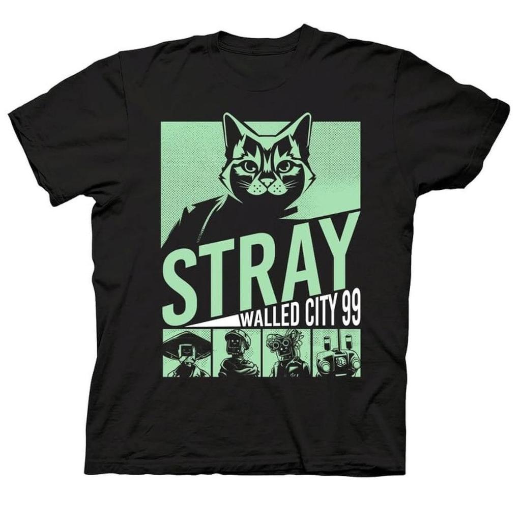 Ripple Junction Mens Stray Cat Video Game TShirt Gaming Apparel Pure Cotton AllSeason Couple TShirt Mens T Shirts