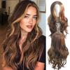 Brown Color-picked Long Curly Hair Mid-banged Chemical Fiber Synthetic Wig Holiday Party Birthday Party Daily Ware