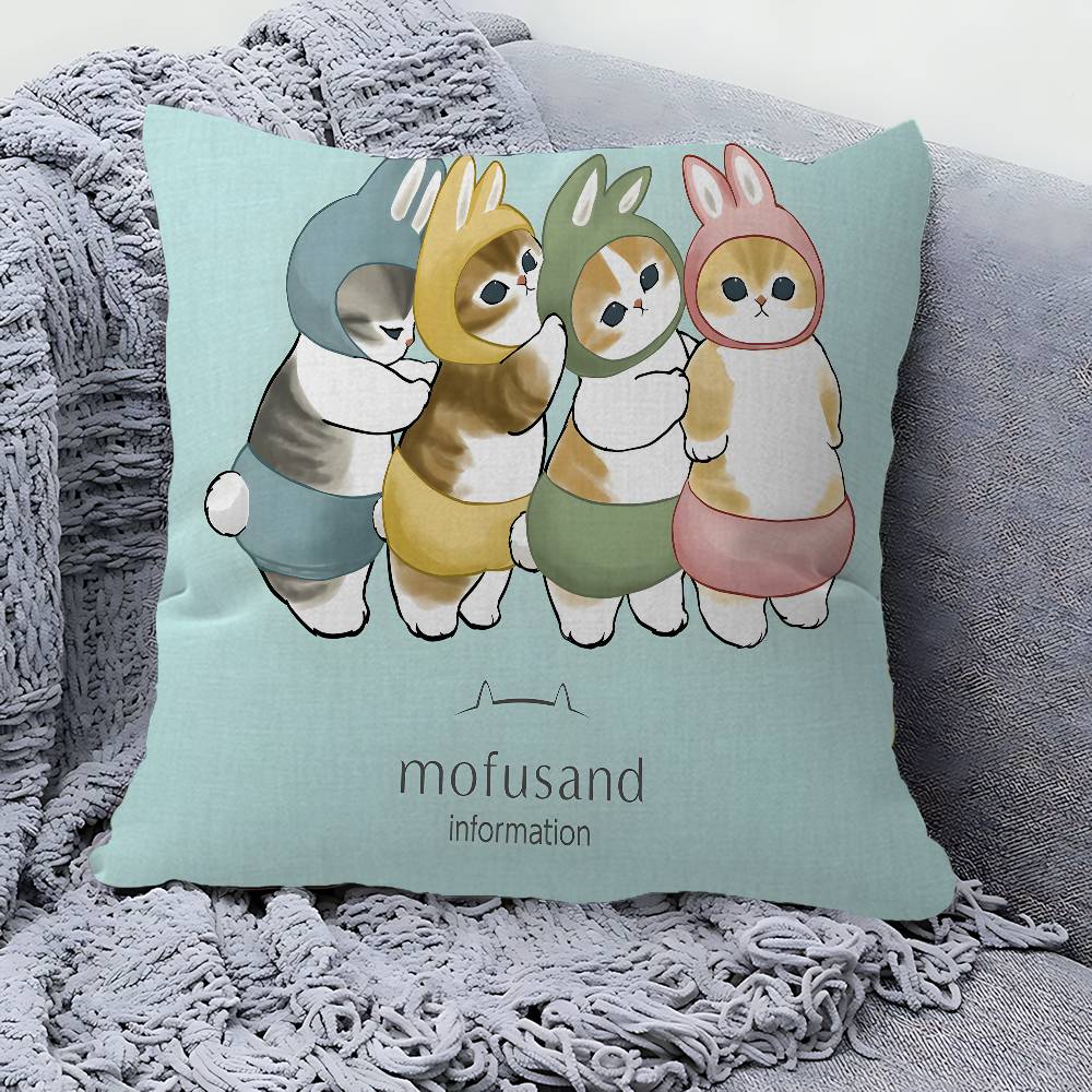 Funny Cat Mofusand Anime Cushion Cover Pillowcase Upholstery Sofa Throw Pillow Home Decor Pillowcas