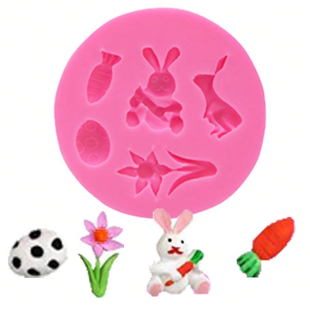 3D Cartoon Easter Bunny Silicone Mold DIY Fondant Mold for Cake Decorating Cupcake Topper Chocolate Decorating Accessories