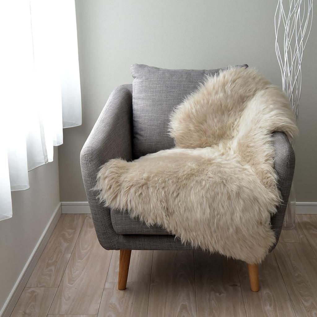 Single Sheepskin Real Genuine Nordic High Peace 60x90cm Rug, Fur, Leather, Sheepskin, Style, Density, Camping, Rug, Rug, Carpet, (Brownstone)