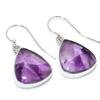 Natural Brazilian Amethyst Gemstone 925 Solid Sterling Silver Earring 1.50" S1e47