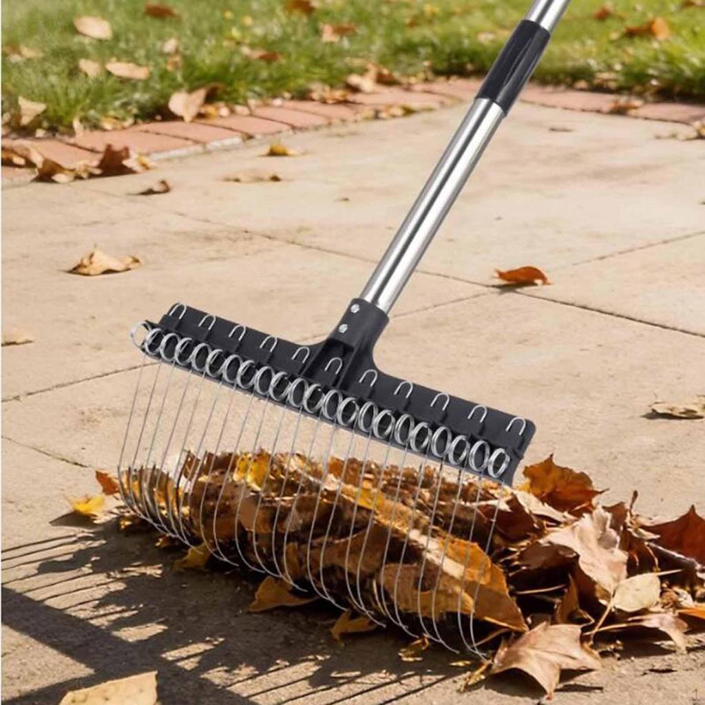 Long Handle Garden Rake Gardening Tool Garbage Lawn Yard Leaf Heavy Duty for Farm Outdoor