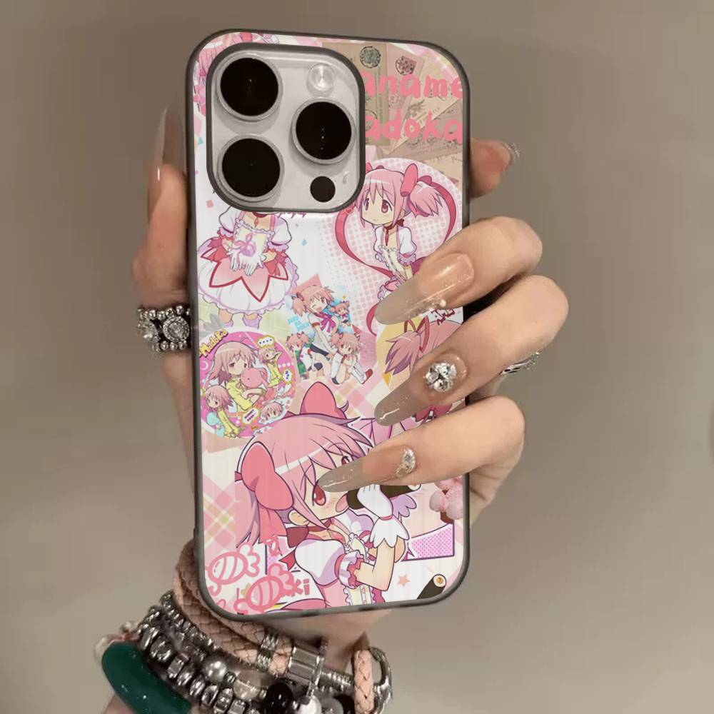 Cute Anime Puella Magi Madoka Magica For Phone 17 16 15 14 13 12 11 Pro Max Plus Pro Air Phone Case Corrugated Stripe Back Cover