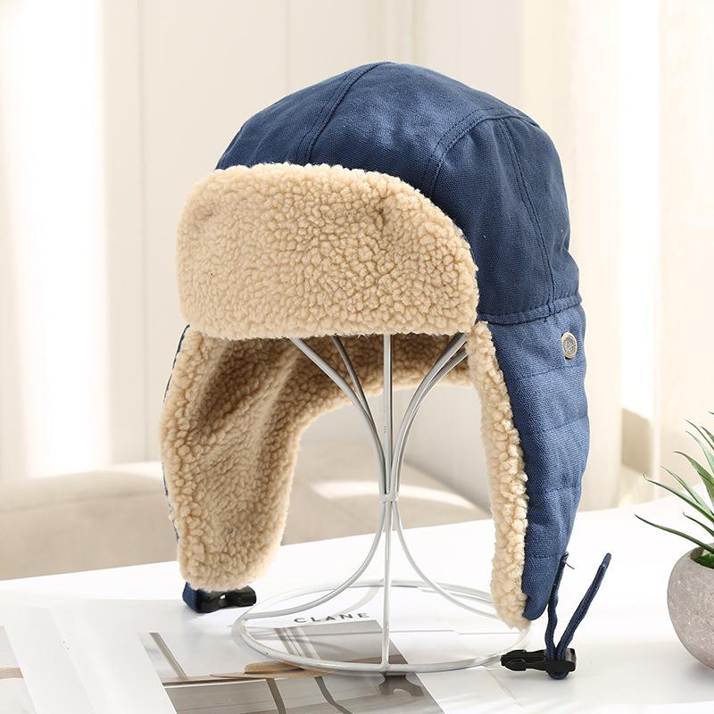 Winter Retro Korean Style Earflap Helmet, Warm Cotton Lei Feng Aviator Hat