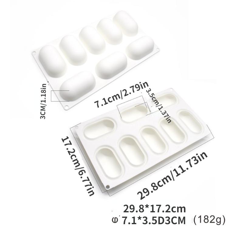 

8-Cavity Oval Silicone Mold for Baking French Mousse Chocolate Desserts Ice Cream Pudding Fondant Baking Tools Kitchen Supplies