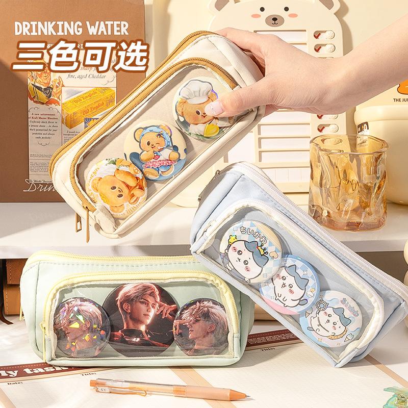 2025 neue dreieckige Stiftetasche für Grundschülerinnen mit hohem Wert und großem Fassungsvermögen, transparente Schreibwarentasche für die Unterstufe