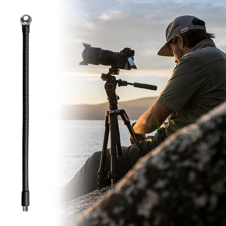 Tubo Flessibile Regolabile da 300 mm con Filettatura Maschio da 3/8 e Testa Sferica da 17,4 mm per Uso con Treppiede e Selfie Stick