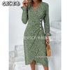 Abiti casual a maniche lunghe con scollo a V e maniche lunghe autunno inverno moda donna