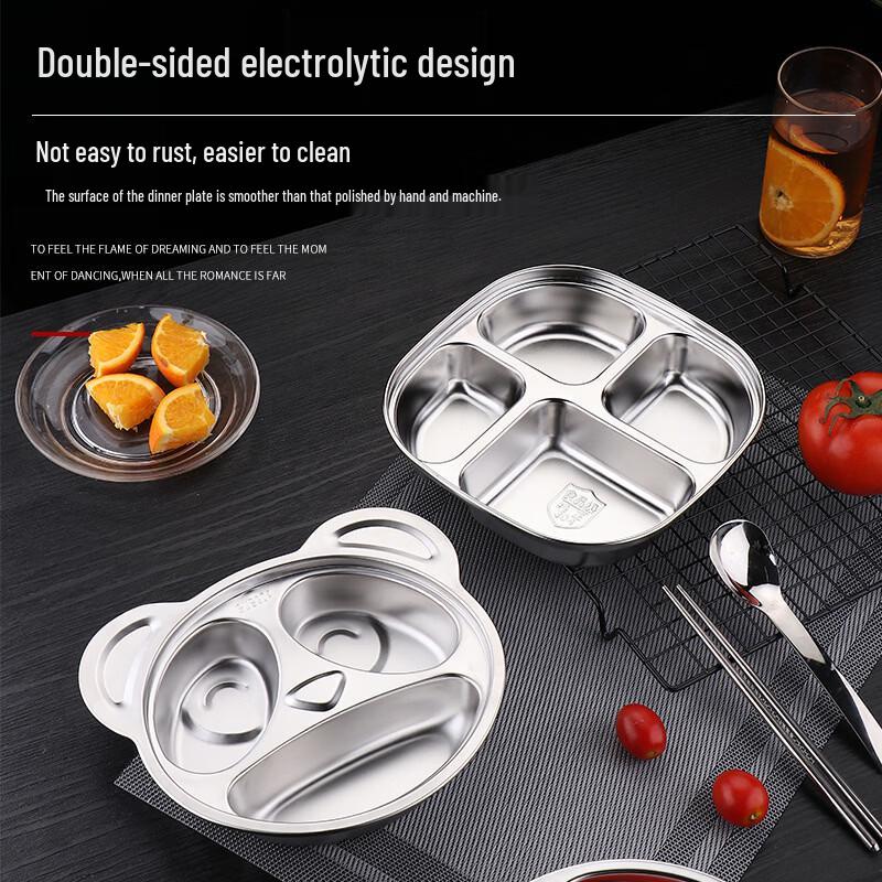 ZISIZ 304 Stainless Steel Kids Meal Tray