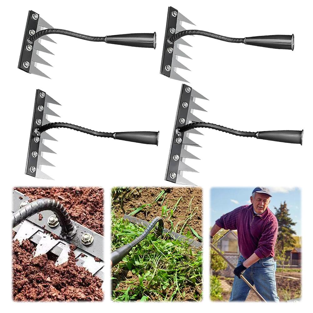 

5/6/7/8 Tooth Carbon Steel Garden Weeding Rake Multifunctional Weeding Nail Rake five teeth