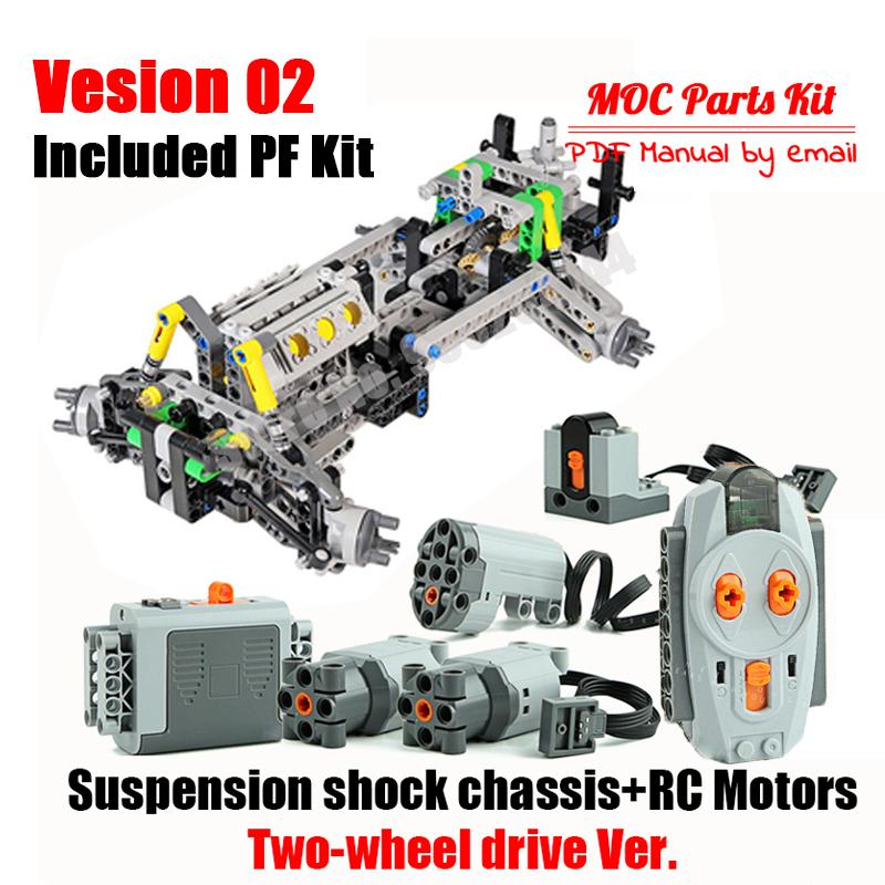NEW MOC Steering chassis independent wheel suspension mini fake V8 engine Speed gearbox Compatib with High-tech for Off-Road