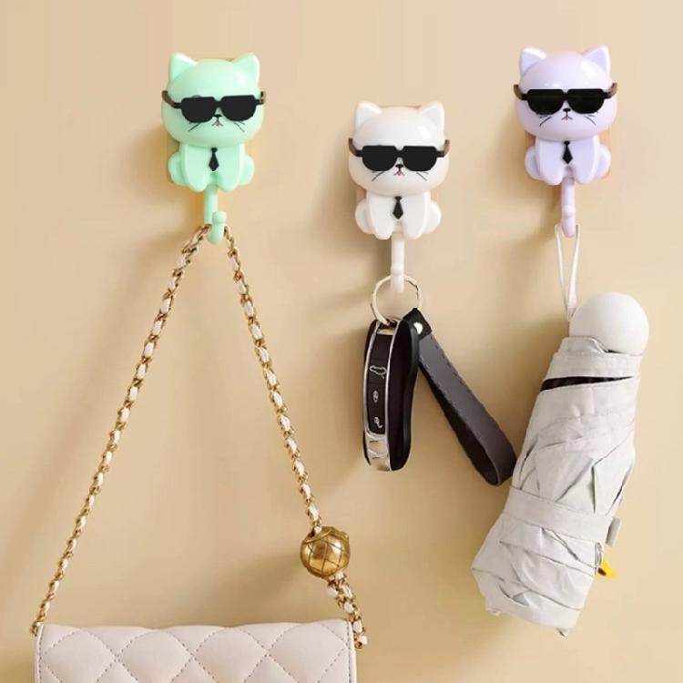 2 Stück Dekorative Robuste ABS Katzenkopfhaken für Elegante Wandmontierte Aufbewahrungslösung Mode Wohnaccessoire Täglicher Gebrauch