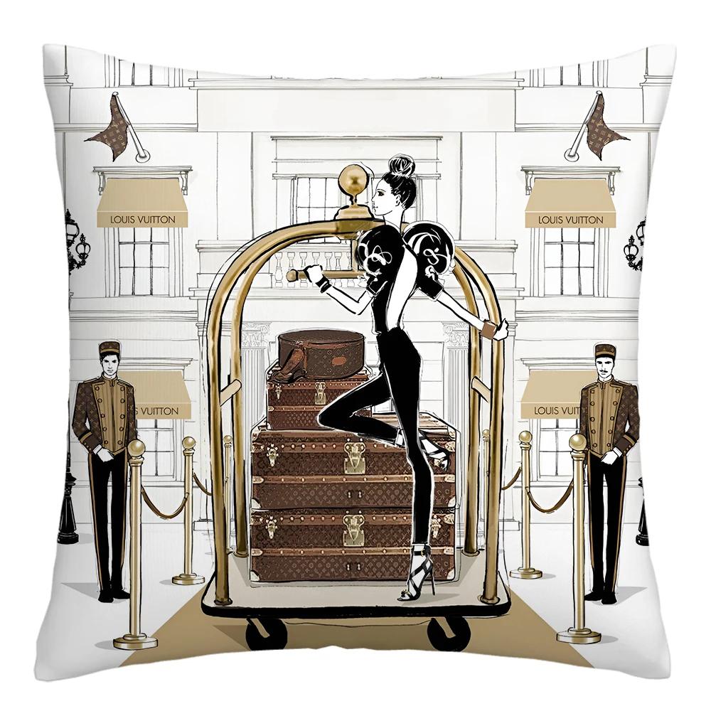 Fashion Illustration Pillowcase, Girl's Favorite Cushion Cover, Sofa Decoration Cushion Cover Home Decoration 50x50 40x40 60x60