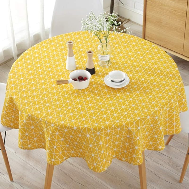Table Cloth, Round Stripe Table Cover Nordic Twill Floral Tablecloth Washable Dining Decorative for Holiday Home Christmas Party Picnic (Gray)