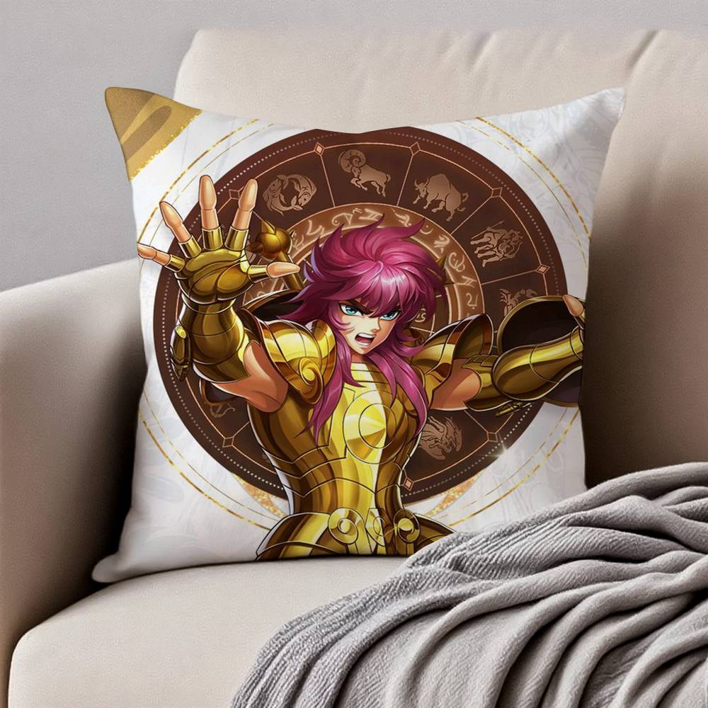 Animation 12 Gold S-Saint S-Seiya Kissenbezug Anti-Hausstaubmilben Kissenbezug Unsichtbarer Reißverschluss Seidig Kurzer Plüsch Sofakissenbezug
