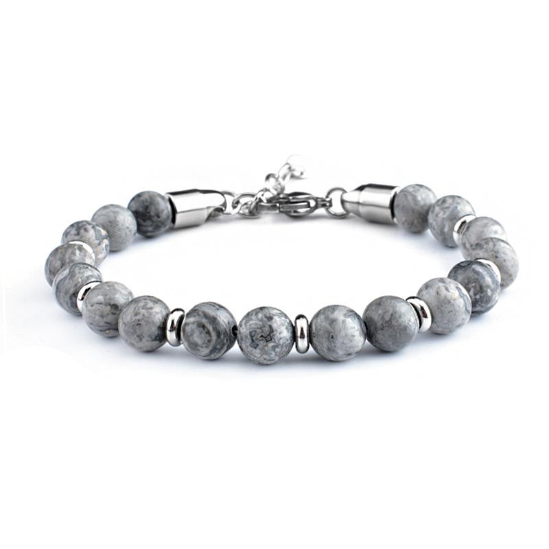 Stainless Steel Men's Adjustable 8mm Tiger Eye Bead Bracelet