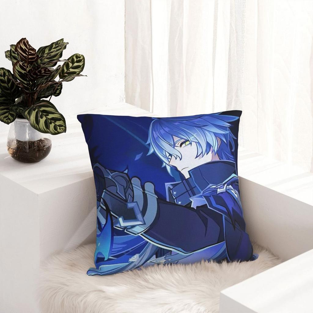Game Role Flins Genshin Square Pillowcase Cushion Cover Pillow Case Throw Pillow Cover for Home Sofa Living Room