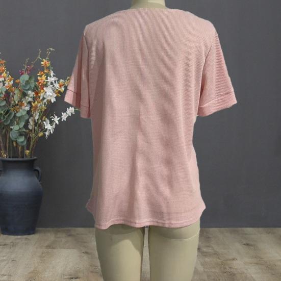 Damen Oberteile Slim Fit Kurzarm Überkreuz V-Ausschnitt Pullover Oberteile Einfarbige Weicher Stoff Sommer Shirt Täglich