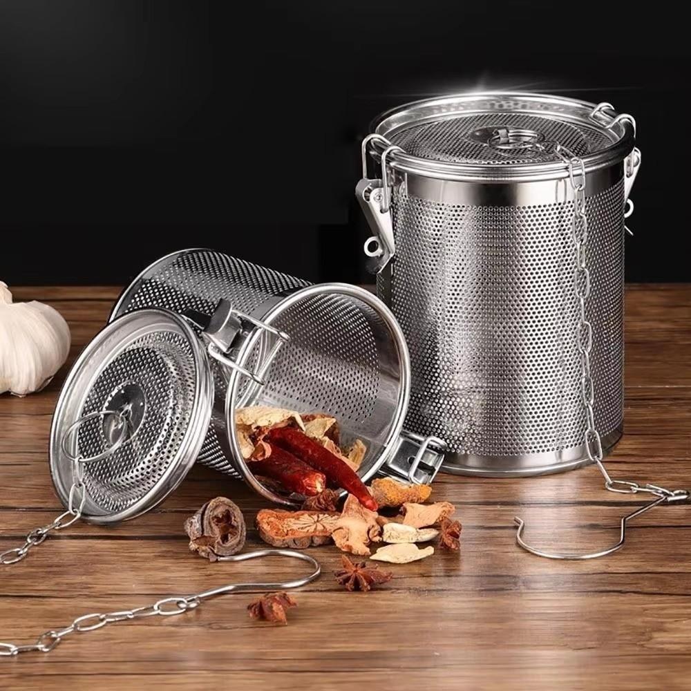 Perforated Stew Seasoning Strainer With Lid Brine Basket Filter Bag  for Braised Cooking