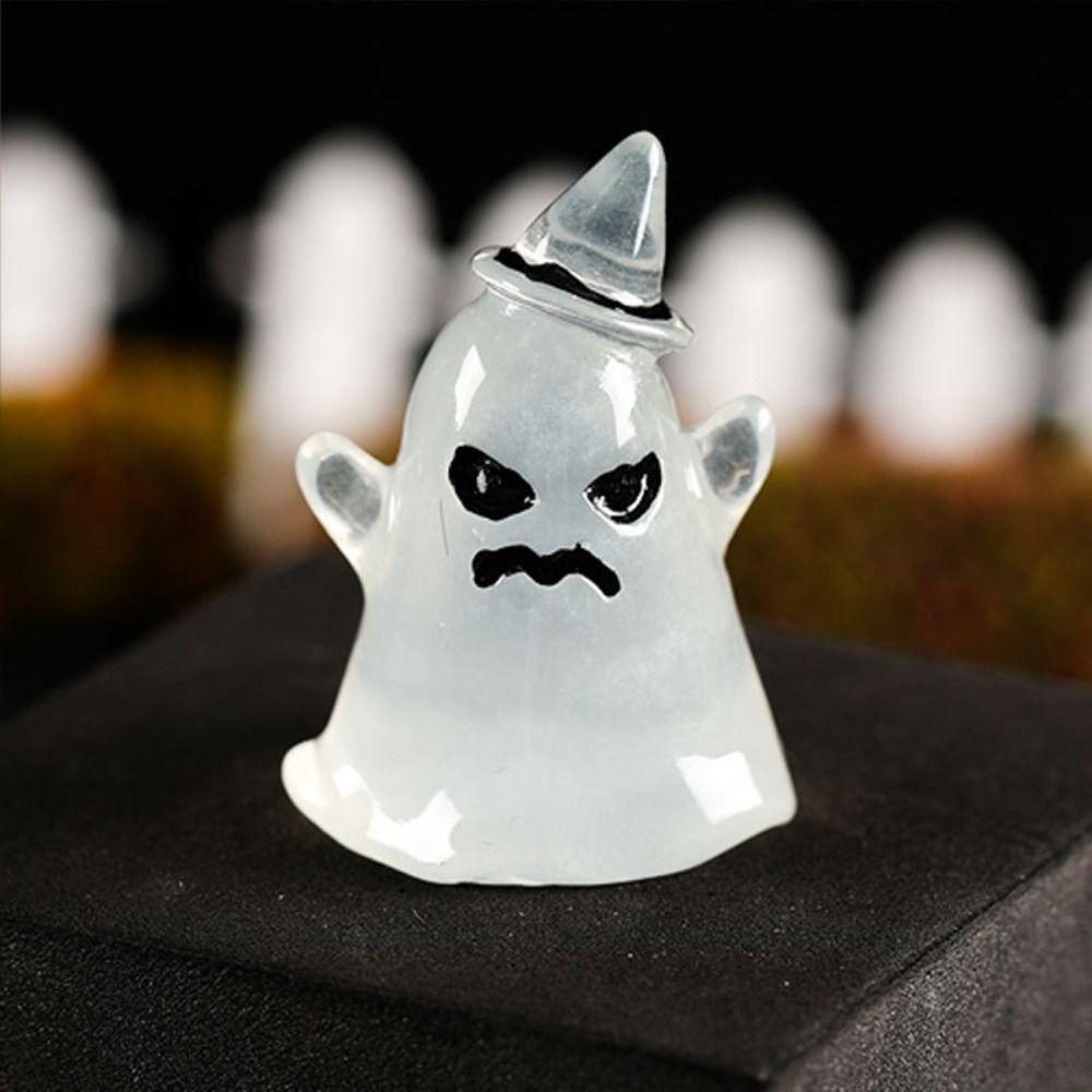 8pcs Cartoon Halloween Luminous Ghost Figurines Halloween Pumpkin Ghost Decor  Bar Home Decor