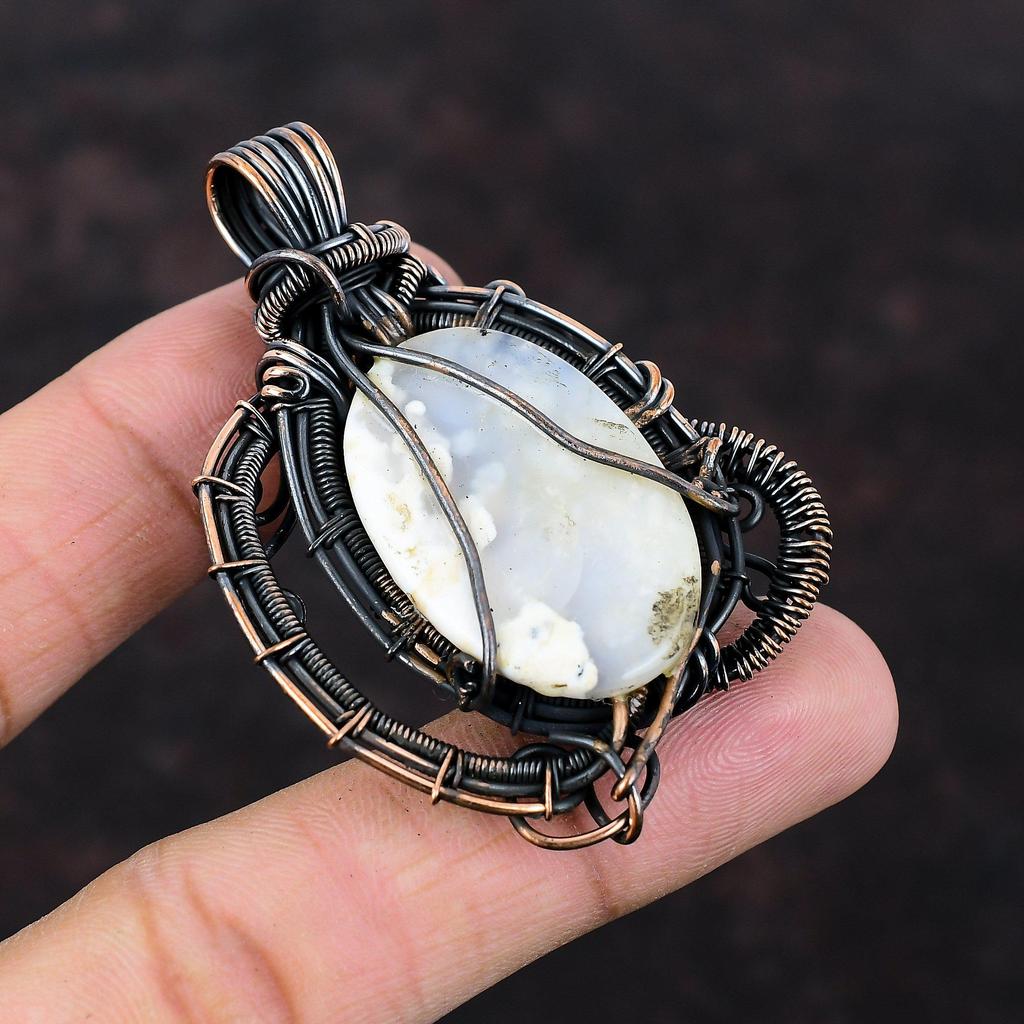 Plume Agate Pendant Copper Wire Wrapped Pendant Plume Agate Gemstone Jewelry Handmade Latest Design Pendant Copper Wire Jewelry Gift For Mom