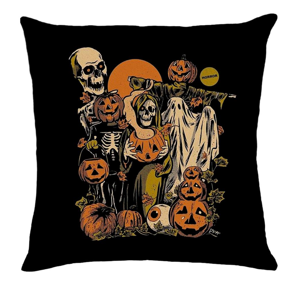 Halloween Home Holiday Party Decorations Pumpkin Skull Ghost Pillow Cover Suitable for Home Living Room Sofa Room Decoration