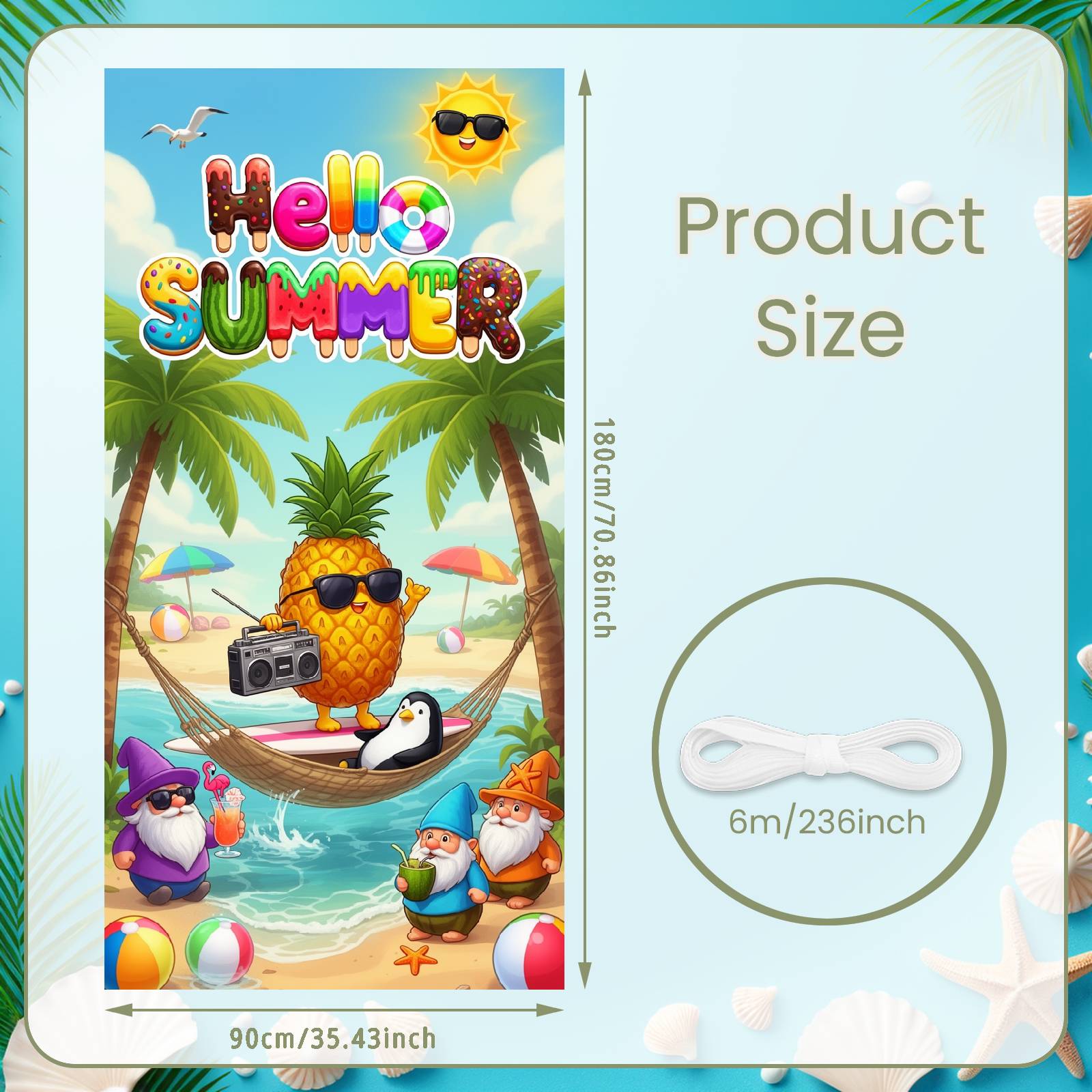 Summer Backdrop Sunglasses Accent Tropical Summer Banner Hello Summer Banner Beach Vacation Celebration Banner For Beach