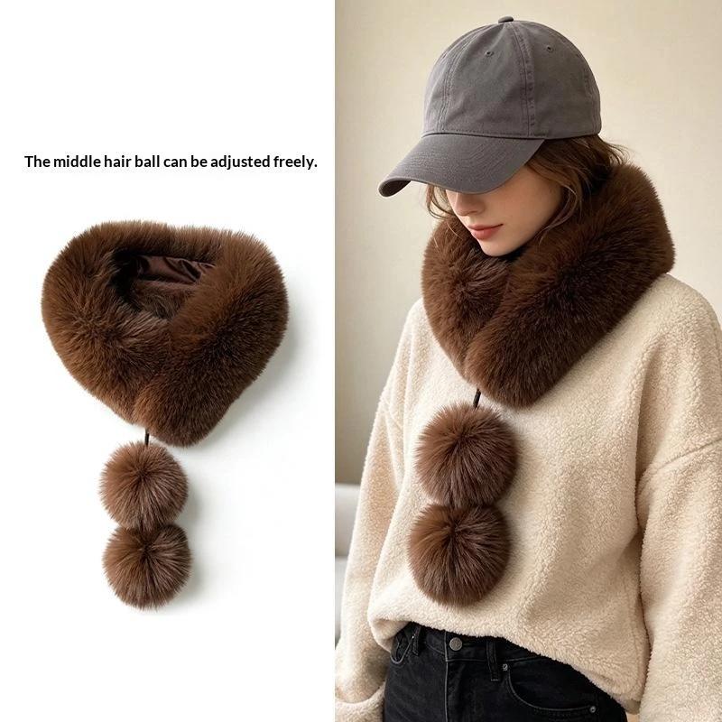 1Pcs Winter Thickened Natural Fox Fur Scarf For Women Magnetic Scarf Neck Warm Fluffy Shawls Female Coat Collar