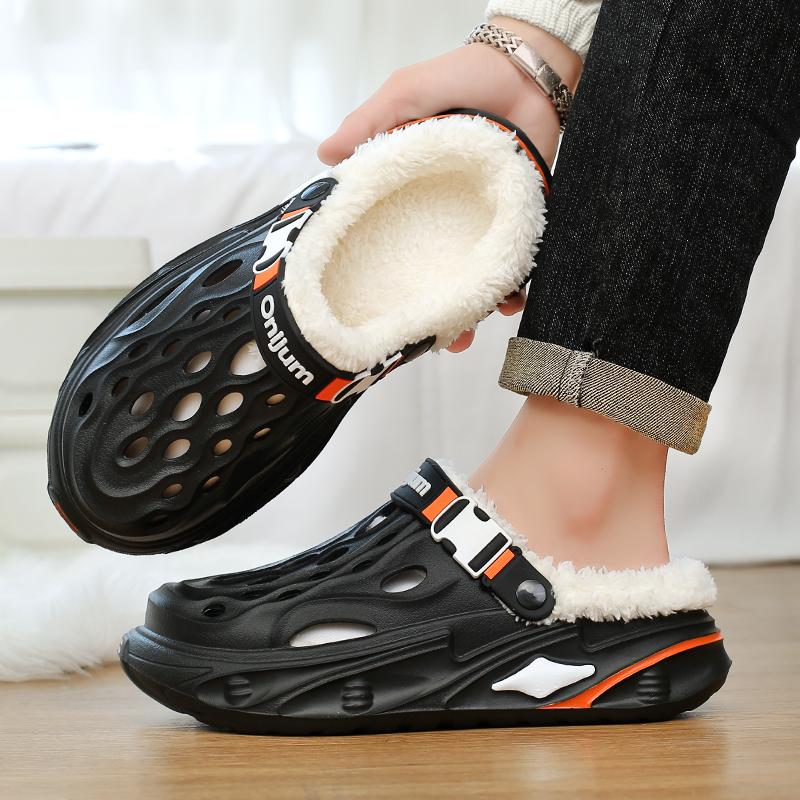 Fashion Winter Men'S Cotton Slippers Warm Shoes For Man Outdoor Clogs Sandals Indoor Male Non-Slip House Plush Warm Slippers