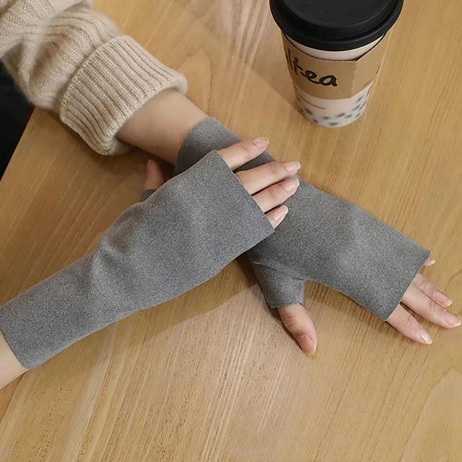 1/2pairs Autumn and Winter Warm Gloves Women's Winter German Velvet Half Finger Plus Velvet Open Finger Telefingers Gloves