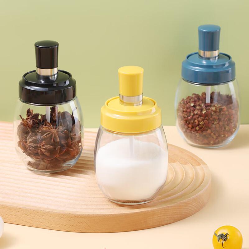 Baijie Spoon-Lid Glass Spice Jar Set