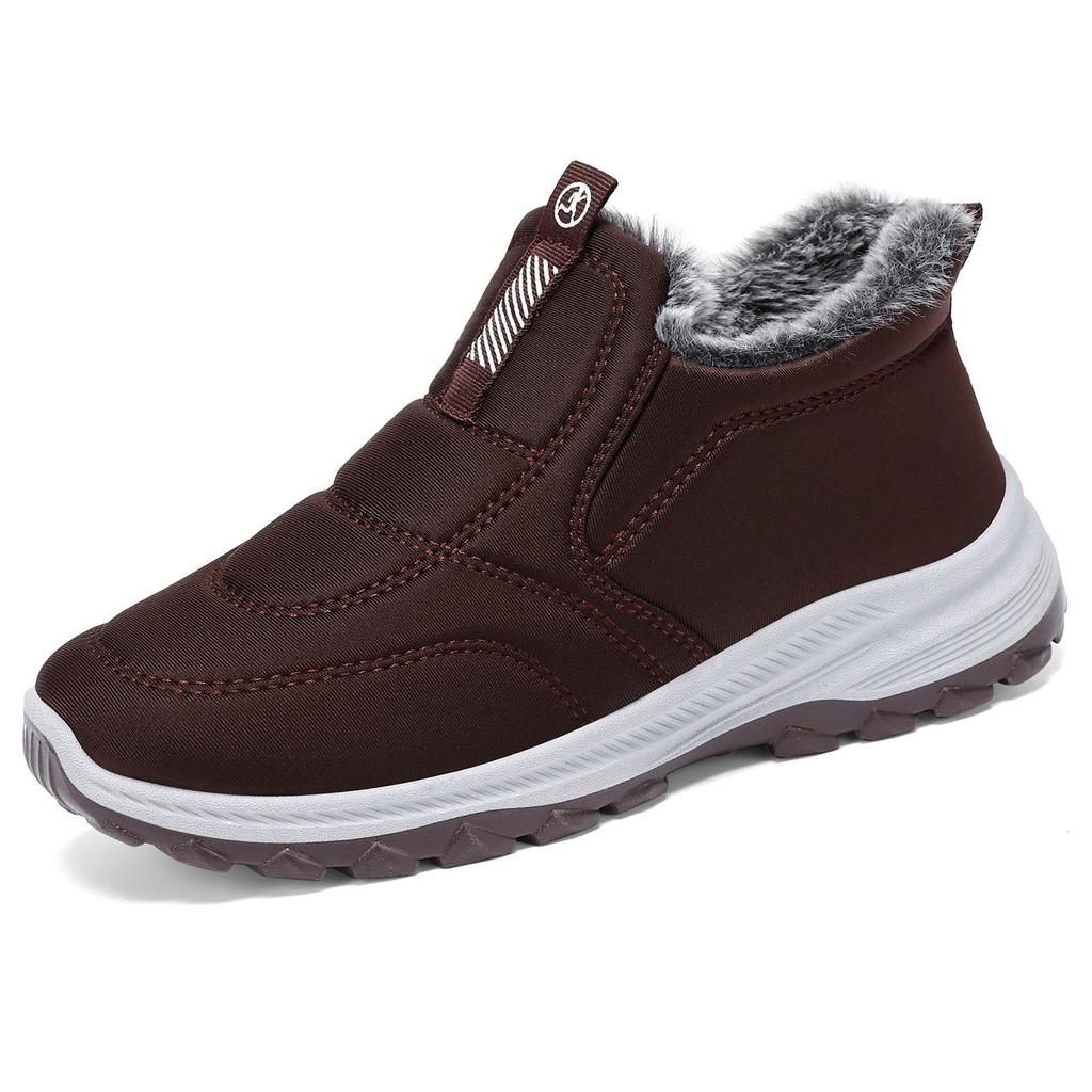 Bottines en coton doublées polaire pour femmes - À enfiler, Épaissies, Grande taille, Style couple, Chaussures d'hiver pour maman âgée