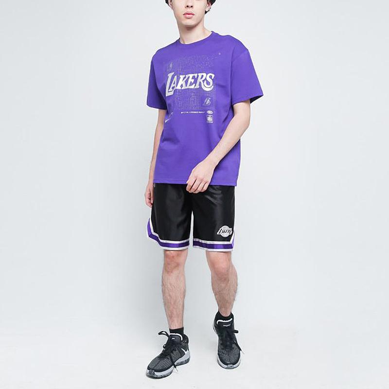 Nike NBA Courtside Los Angeles Lakers Lace-Up Basketball Training Shorts Men Bottoms Black CV3938-010