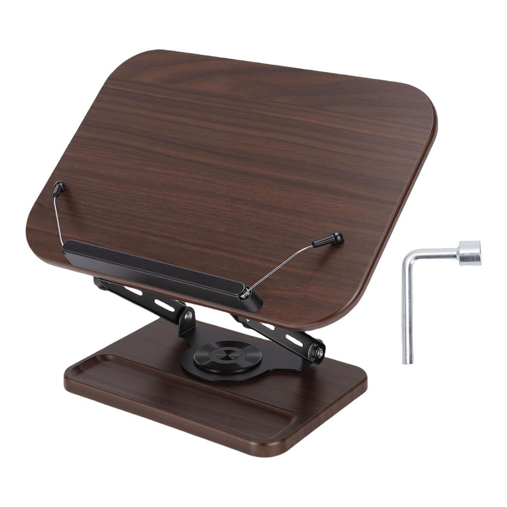 Multifunctional Book Stand Foldable Reading Display Holder with 360 Degree Rotating Base Pen Slot Elastic Page Clips
