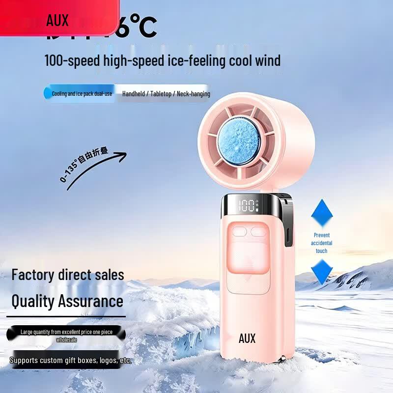 AUX Portable Handheld Cooling Fan with Ice Compress