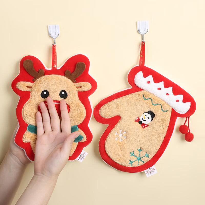 Christmas Coral Fleece Hanging Hand Towel