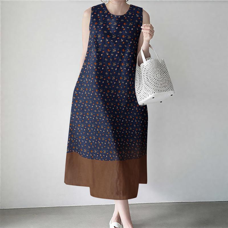 ZANZEA Women Summer Round Neck Casual Sleeveless Floral Dress