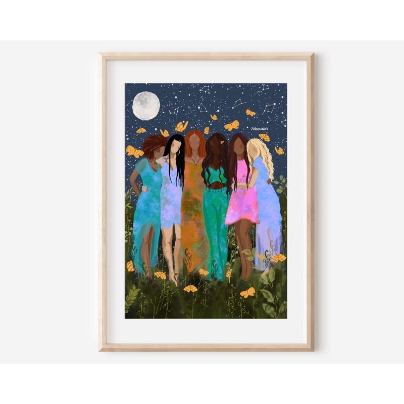 Bohemian Style Moon Jungle Fairy Female Art Dance Yoga Spirit Illustration Poster Canvas Paintings Wall Art Pictures Home Decor