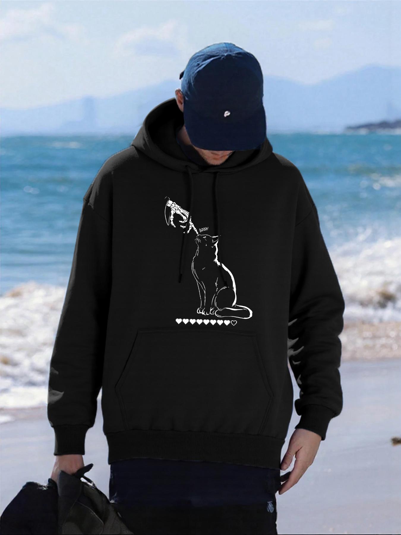 

Boop Heart Cat Printing Hoodiy Men Oversized Pocket Hoodies Casual All-Match Man Sportswear Fleece Fashion Unisex Pullovers 2XL