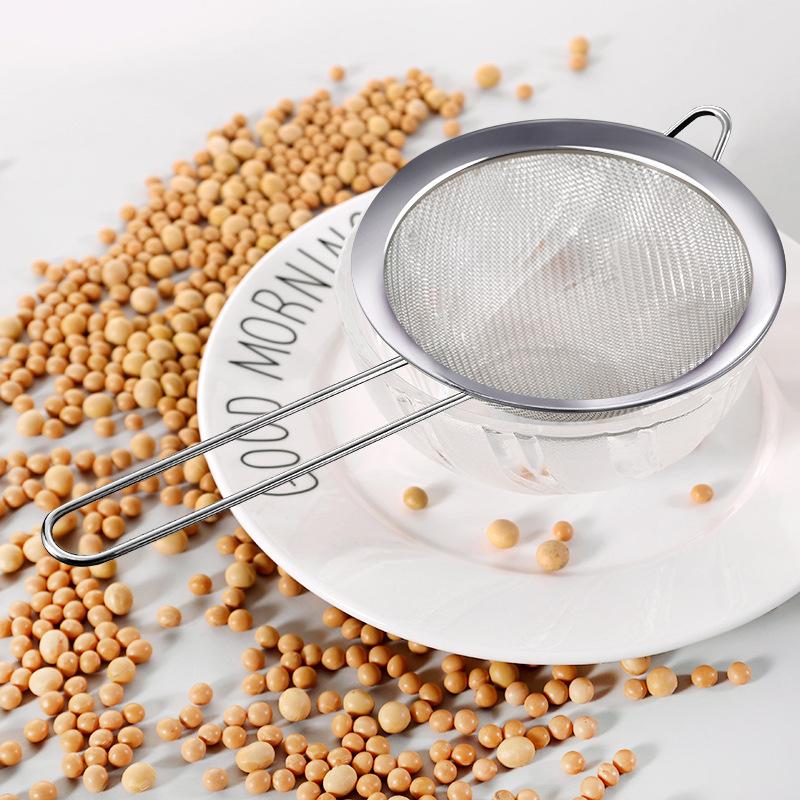 Stainless Steel Colander Soy Milk Filter Noodle Scoop Flour Sieve Kitchen Oil Soy Milk Filter Baking Tool Filter Sieve Oil Leak Spoon Net Colander