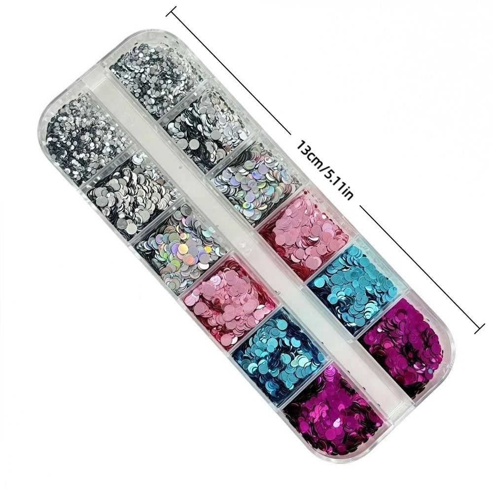 12-Grid Polka Dot Glitter Nail Art Decorations Colorful DIY Sequins Nail Decorations Minimalist Nail Art Decorations Nail Salon