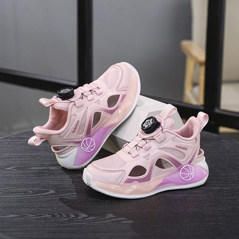 Children's sports shoes Boys' mesh shoes Breathable medium and large children's soft-soled lightweight running shoes Little girl Hollow casual c